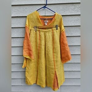 IC Collection Yellow and Orange Linen Outfit Size M